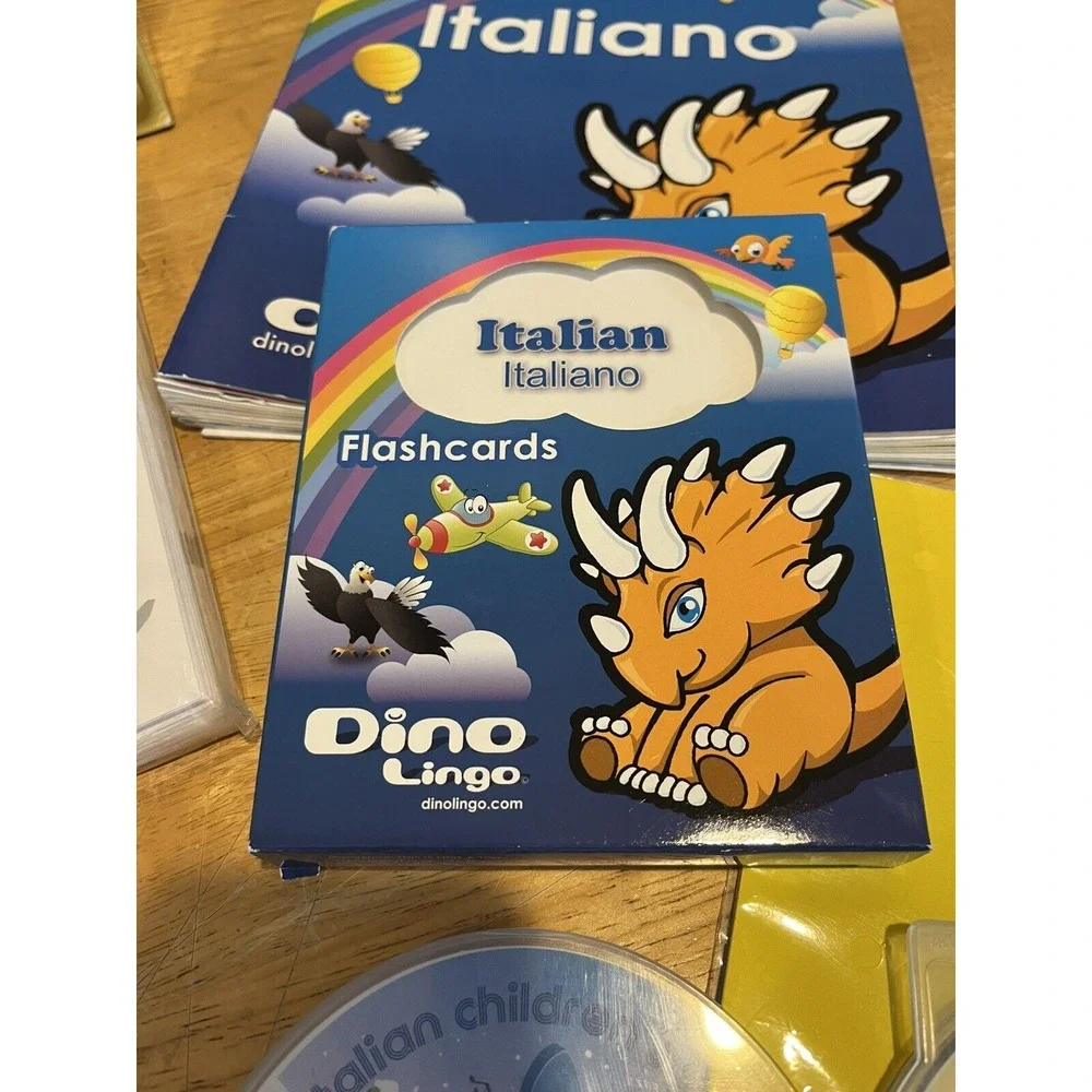 Dino Lingo DVD Program Italian Language Learning 6 Discs Flashcards Songs‎ Books